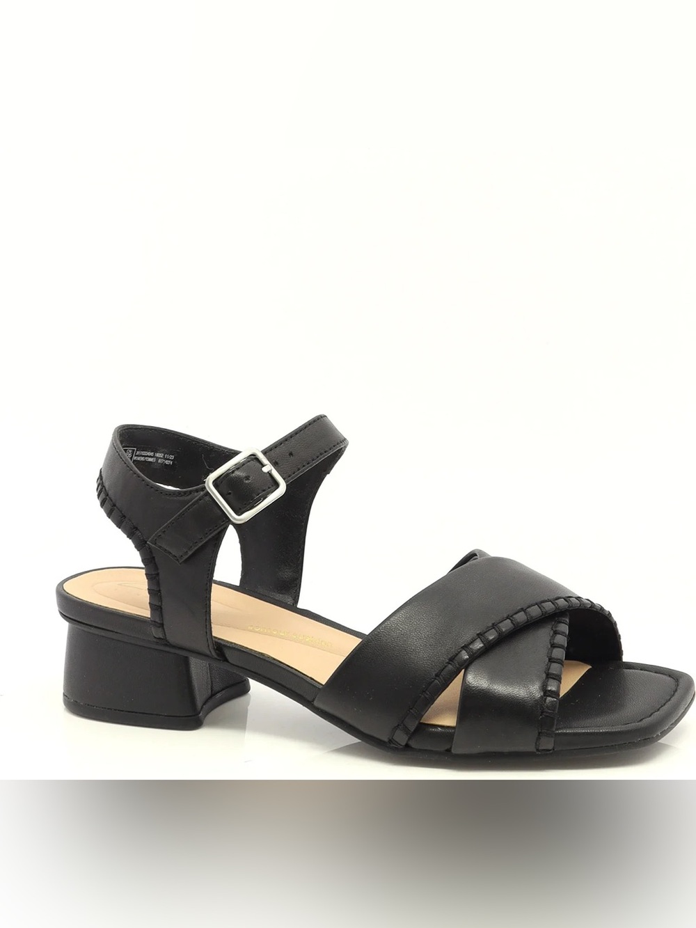Clark’s WIDE Serina Cross Black Leather Sandal Size 8W
